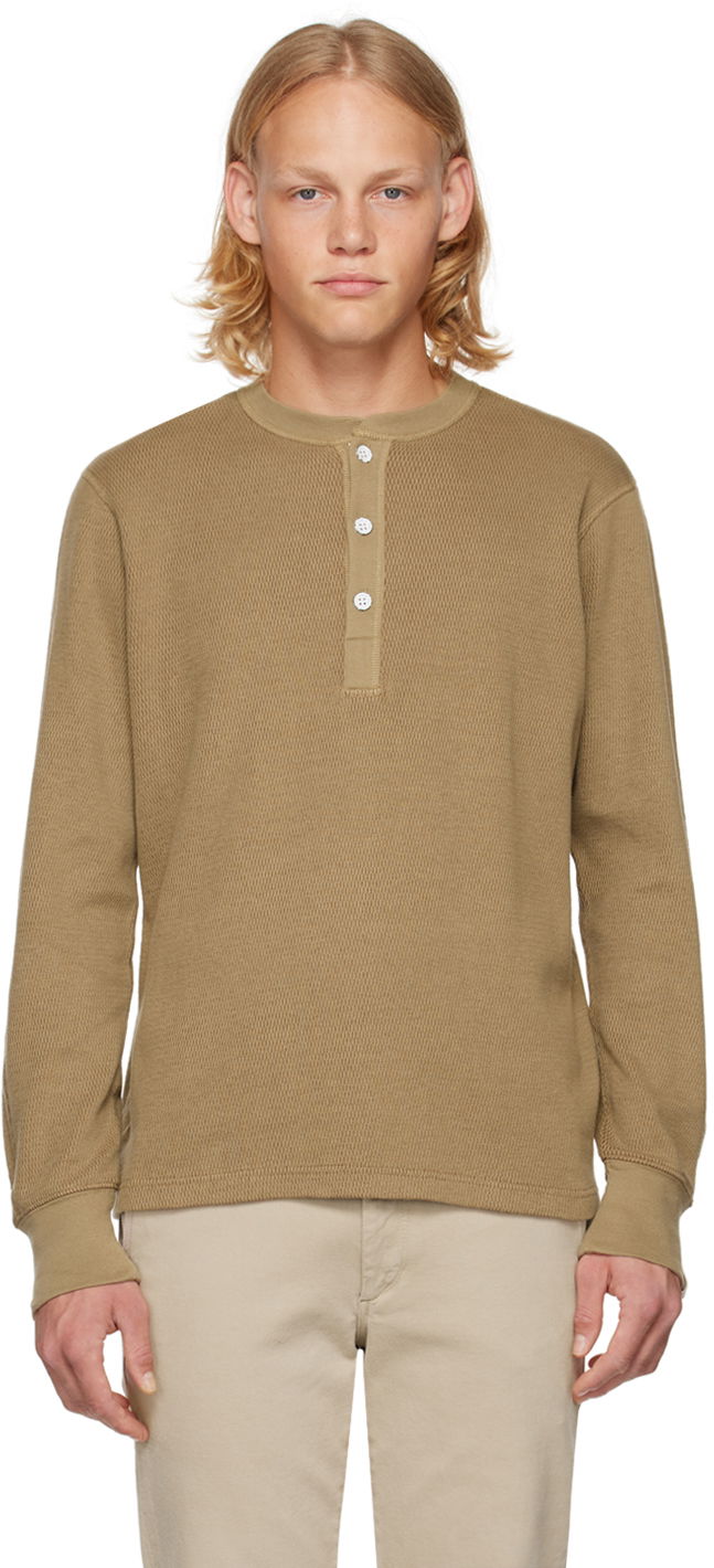 Džemper rag & bone Collin Henley Shirt Smeđa | MBC22HT025JQ25