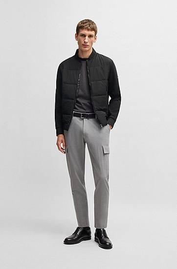 Bomber jakna BOSS Padded Zip-Up Sweatshirt Crna | 50532767, 1