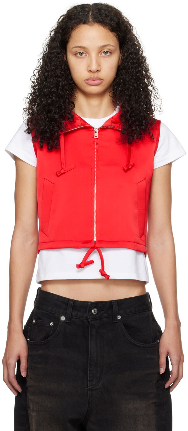 Prsluk We11done Hooded Cropped Vest Crvena | WD-VT0-24-101-W-RD