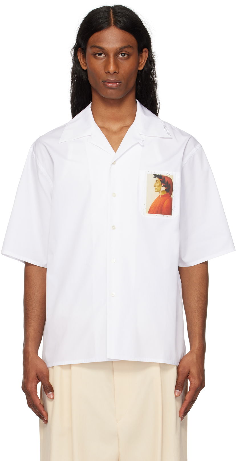 Košulja Marni Marni Dante Patch Poplin Bowling Shirt Bijela | CUMU0213X2 USCX66