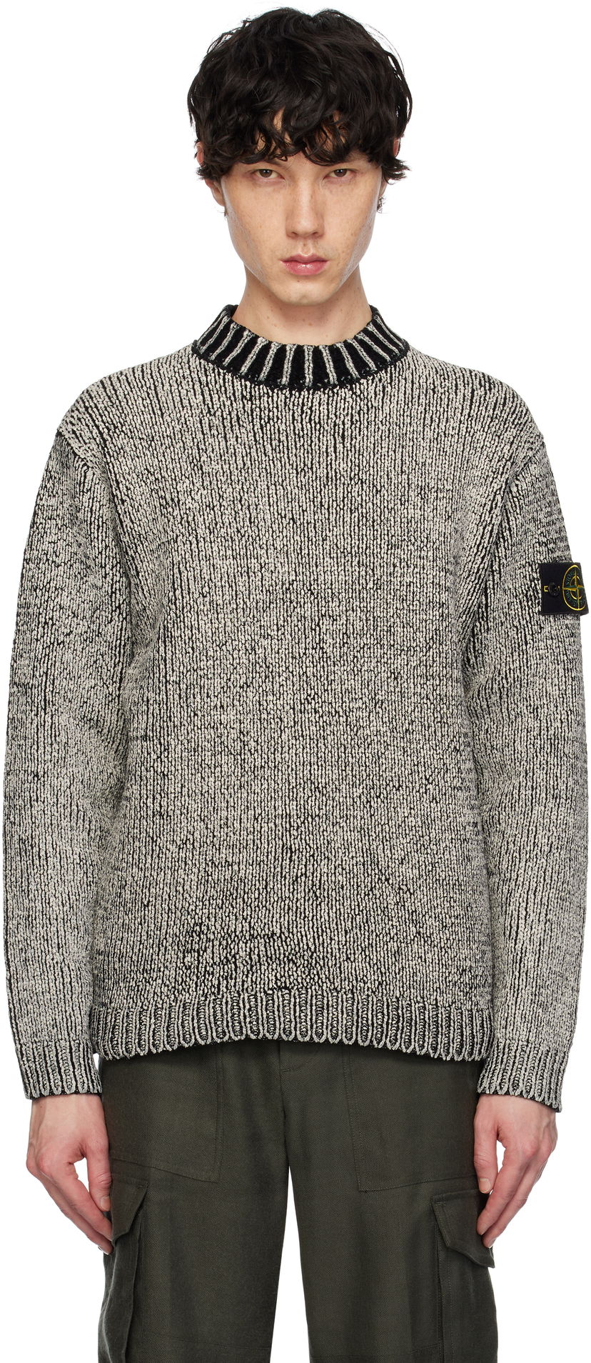 Džemper Stone Island Stone Island Crewneck Cotton Chenille Sweater Siva | K1S15 5100048 S00Z1