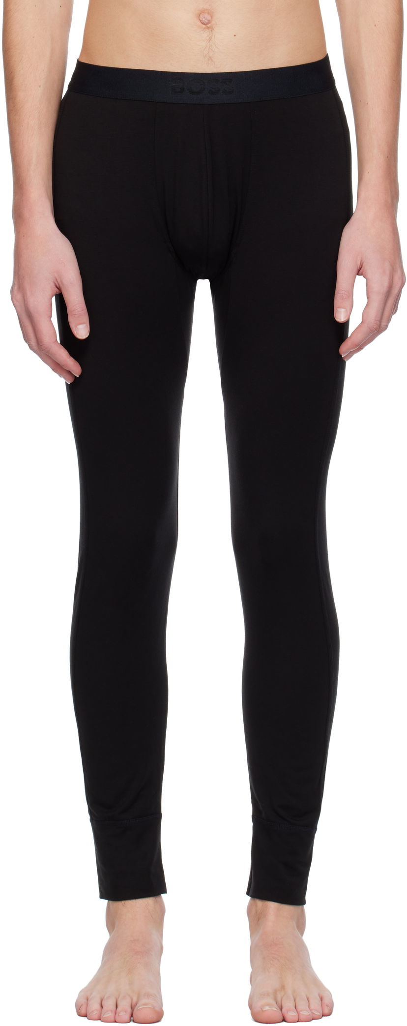 Čarape BOSS Logo Waistband Long Underwear Crna | 50483579