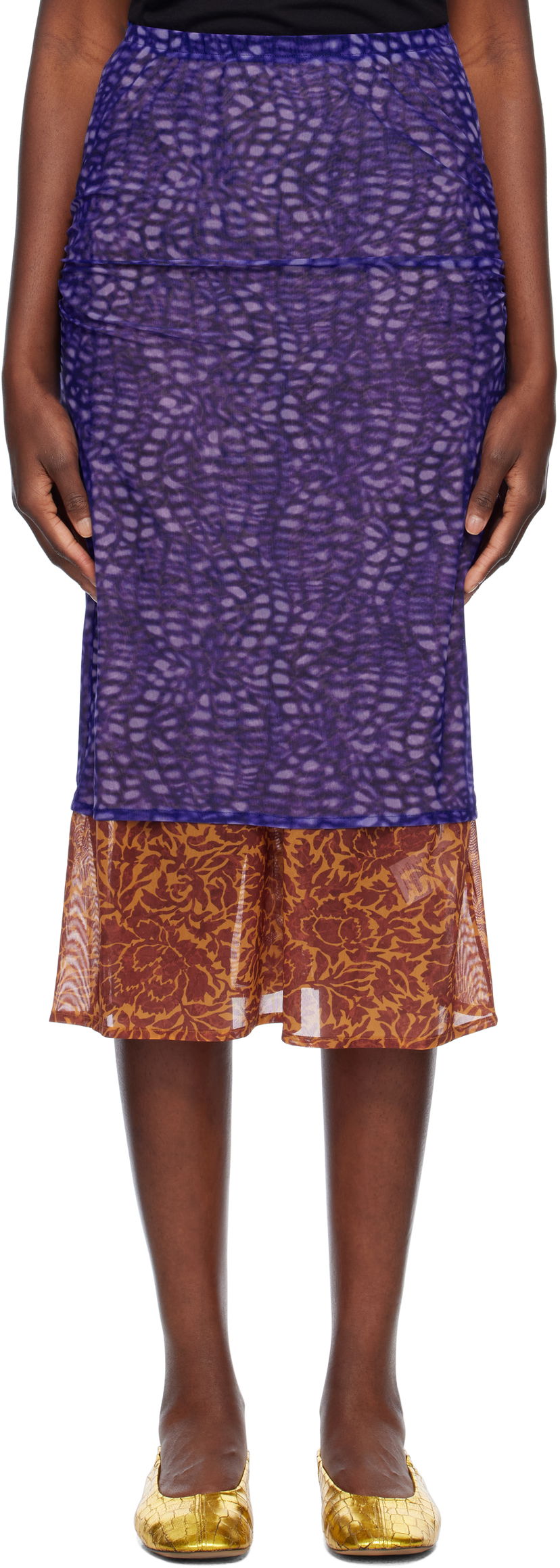 Suknja Dries Van Noten Dries Van Noten Mesh Midi Skirt Ljubičasta | 251-011162-1619