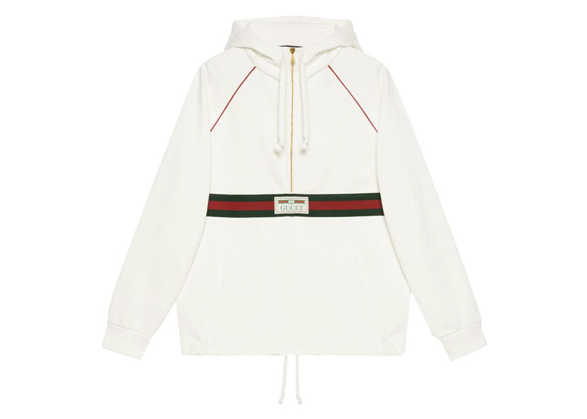 Vjetrovka Gucci Label Cotton Canvas Windbreaker Jacket White Bijela | 594861 XDAX3 9061