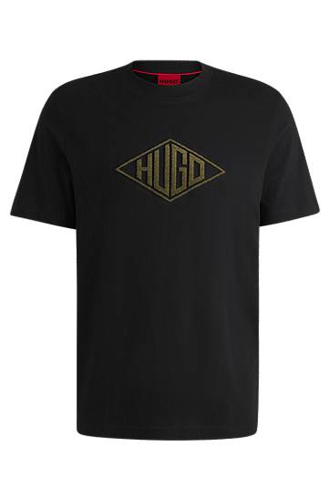 Majica kratkih rukava BOSS HUGO T-Shirt with Geometric Logo Embroidery Crna | 50534934