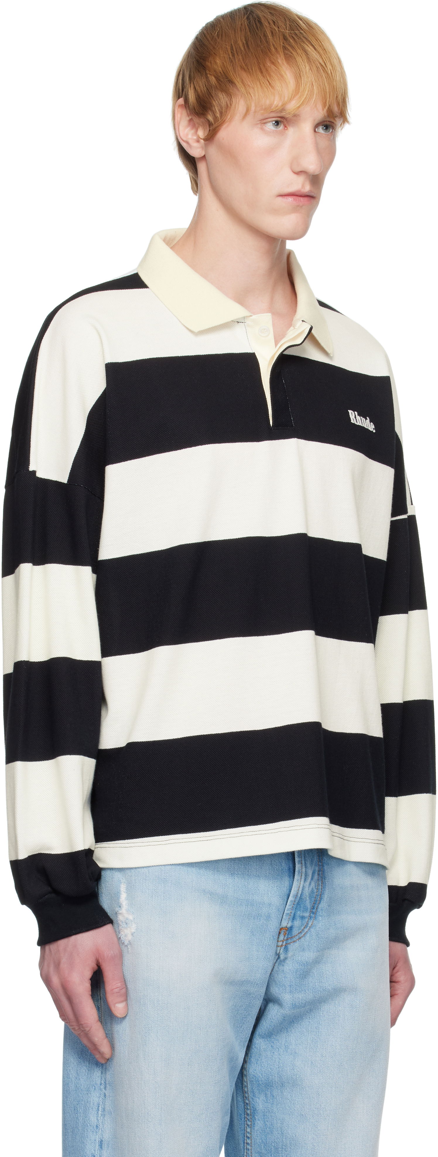 Polo majica Rhude Rhude Striped Piqué Polo Crna | RHSS25PO03012, 1