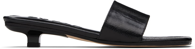 Dodaci BY FAR BY FAR Ceni Eel Embossed Leather Heeled Sandals Crna | MWFHO014CL036BK001PL