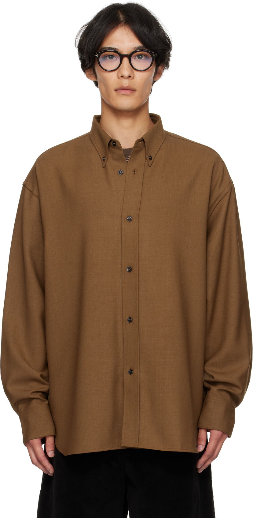 Košulja Studio Nicholson Studio Nicholson Jude Button-Down Shirt Smeđa | JUDE SNM - 884