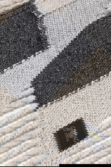 Šal GANNI Knitted Wool Cotton Bubble Patchwork Scarf Višebojno | A6662, 2