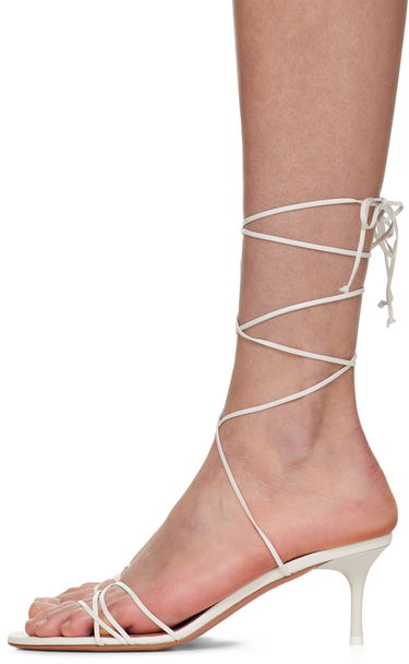 Dodaci Amina Muaddi Amina Muaddi Lori Lace Up Heeled Sandals Bijela | LORI LACE UP 60, 2