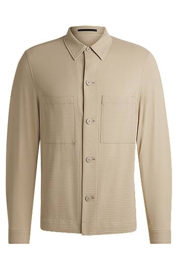 Košulja BOSS Relaxed Fit Stretch Seersucker Overshirt Bež | 50540695
