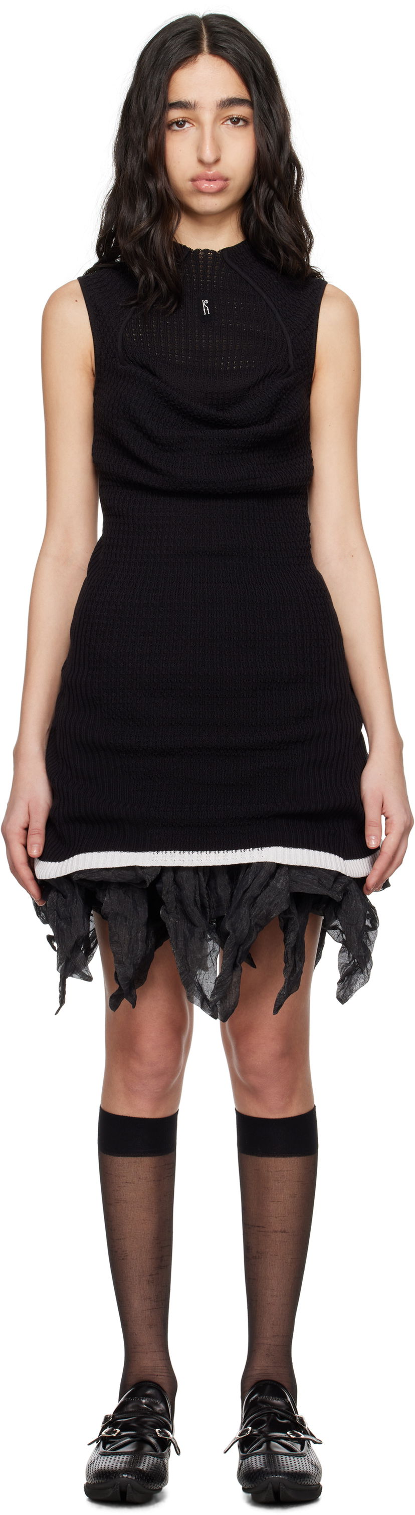 Haljina KIKO KOSTADINOV Kiko Kostadinov Vecto Knit Tunic Minidress Crna | KKWSS25KN03-95