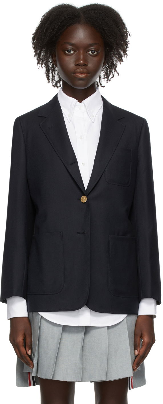 Jakna Thom Browne Thom Browne Super 120s Sack Blazer Tamnoplava | FBC334A-00626