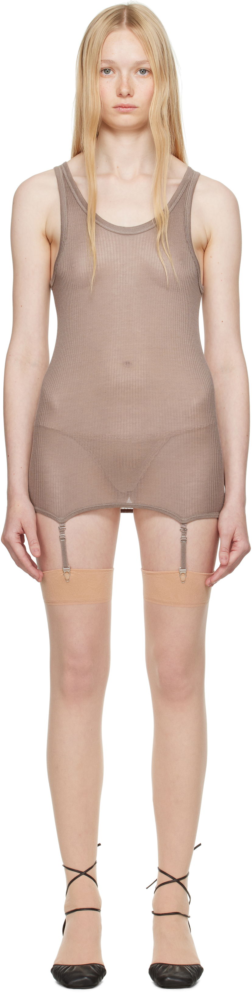 Majica bez rukava LEMAIRE Lemaire Seamless Rib Suspenders Tank Top Smeđa | TO1367 LK1017
