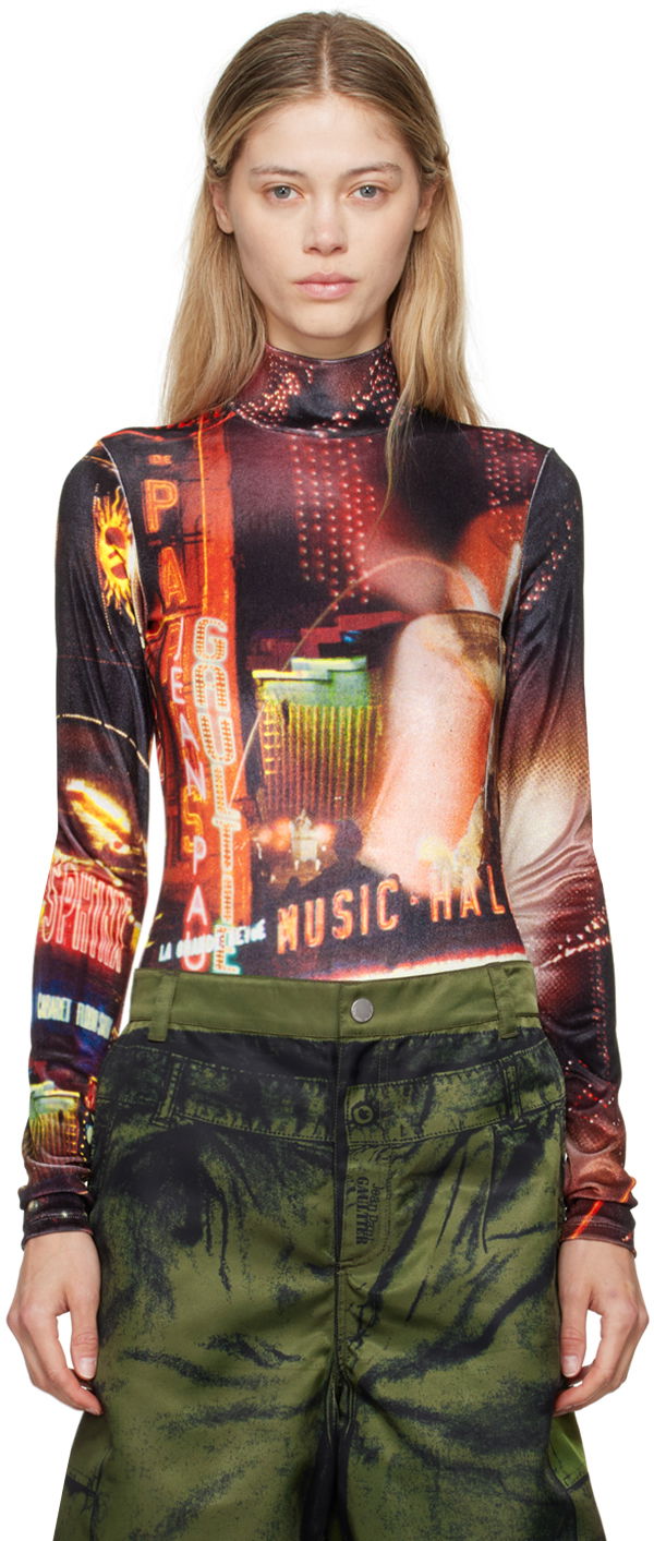 Body Jean Paul Gaultier Gaultier Velvet Pigalle Turtleneck Bodysuit Višebojno | 24/30-F-BD049-J554-00301550