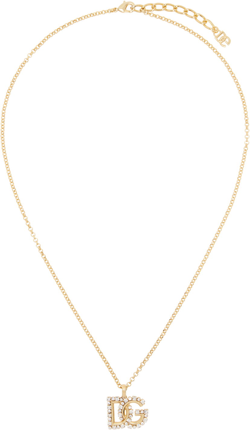 Ogrlica Dolce & Gabbana Dolce&Gabbana Crystal 'DG' Logo Chain Necklace Metalik | WNR2L4 W1111