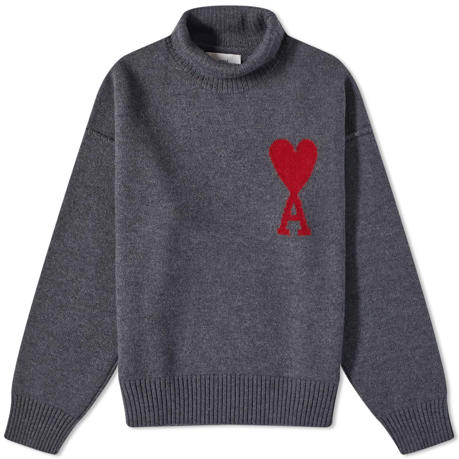 Džemper AMI Paris Large A Heart Roll Neck Knit Siva | BFUKS406-018-084, 0