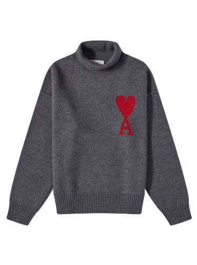 Džemper AMI Paris Large A Heart Roll Neck Knit Siva | BFUKS406-018-084