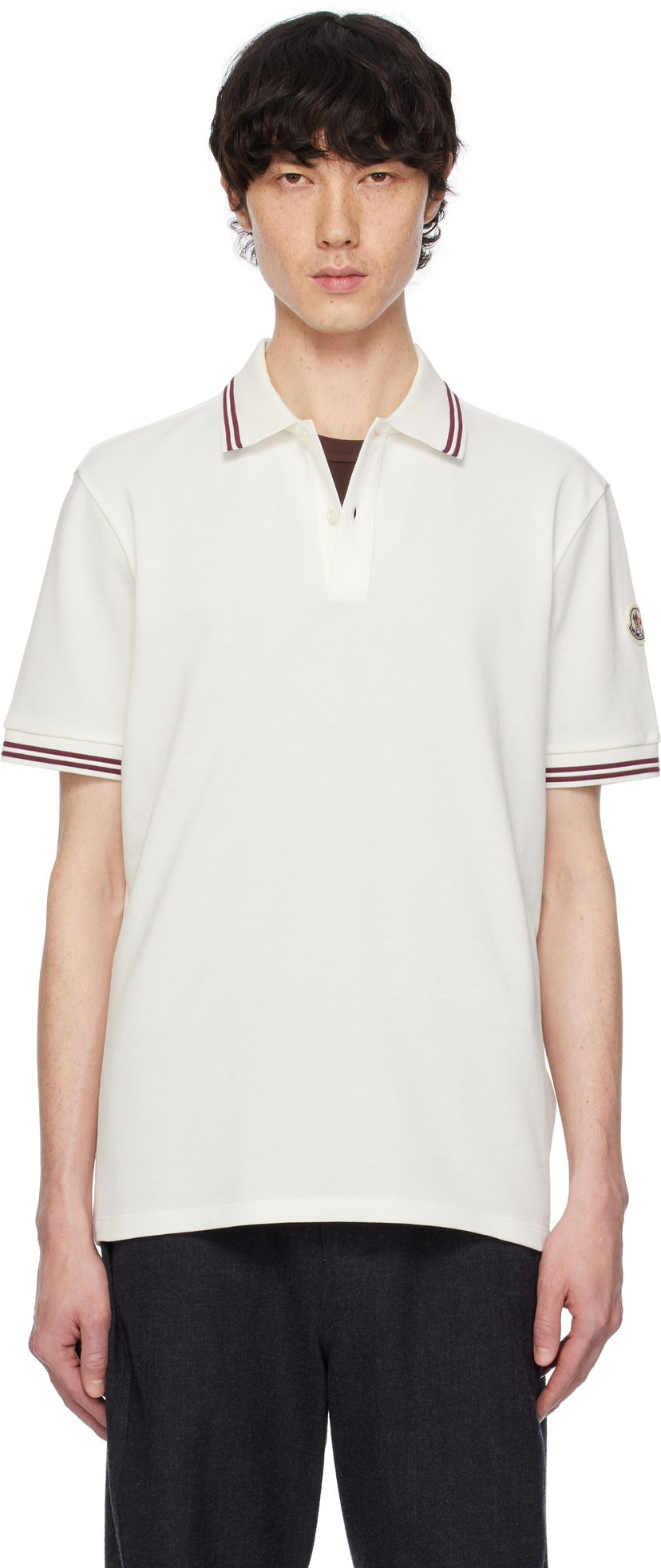 Polo majica Moncler Moncler Cotton Piquet Polo with Striped Trim Bijela | K10918A0000789A16