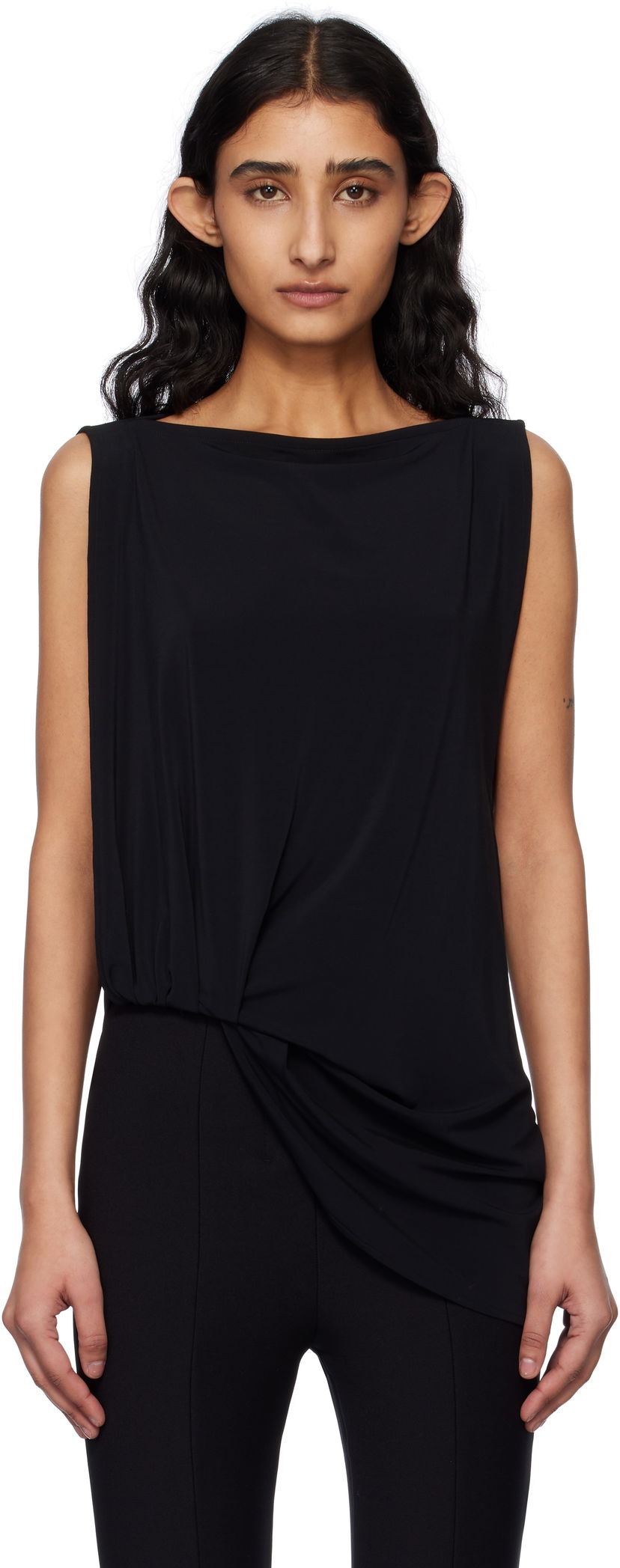 Majica bez rukava Jacquemus Jacquemus La Croisière 'The Peplo' Draped Top Crna | 25E251TO122-2381