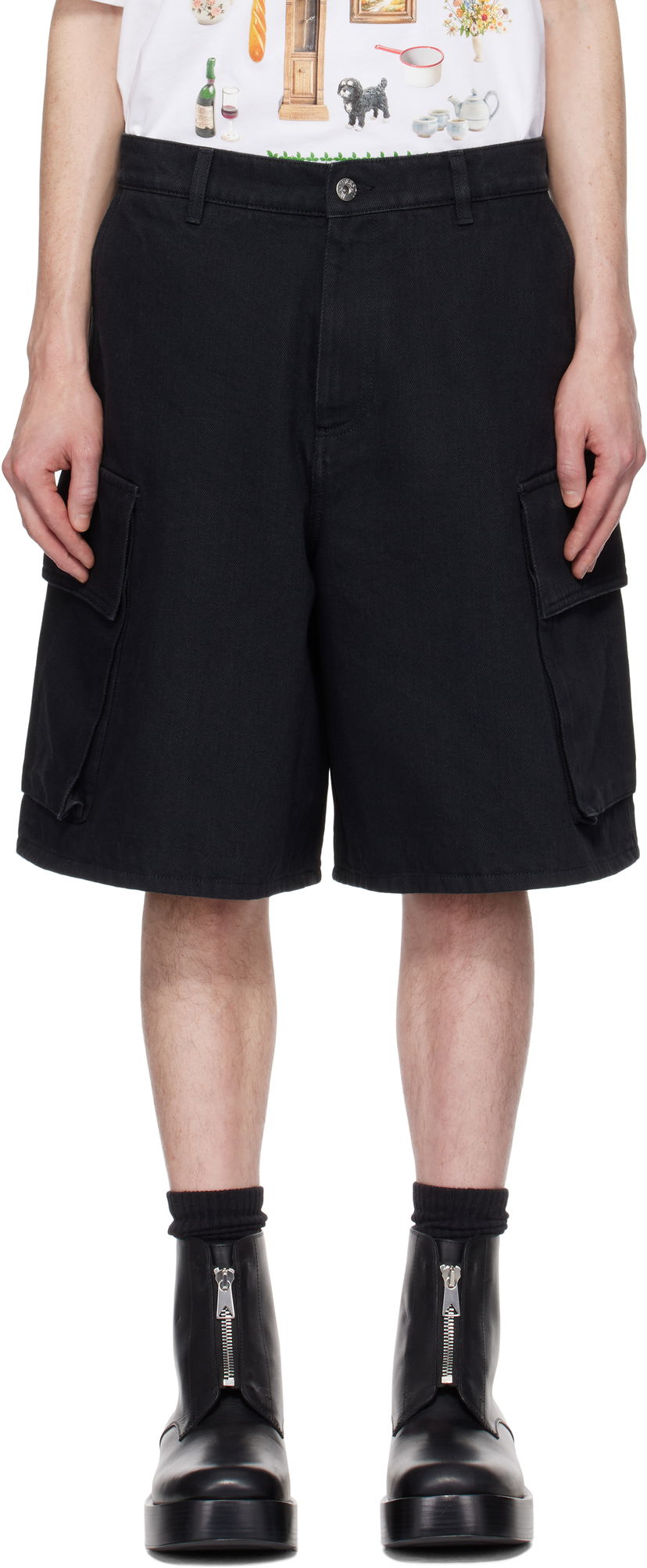 Kratke hlače JW Anderson JW Anderson Cargo Denim Shorts Crna | DT0108-PG1595
