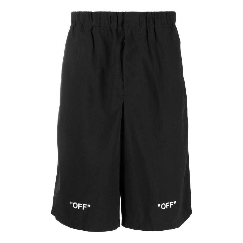 Kratke hlače Off-White Off-White FW22 Logo Print Elastic Waistband Shorts Crna | OMCB070C99FAB0011001