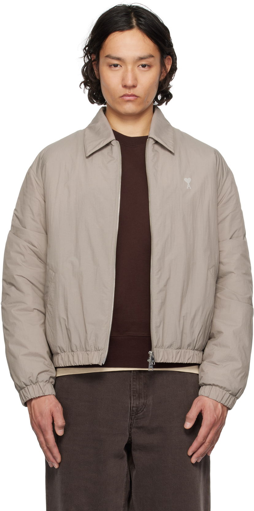 Bomber jakna AMI AMI de Coeur Zipped Jacket Siva | HJK041.PA0009