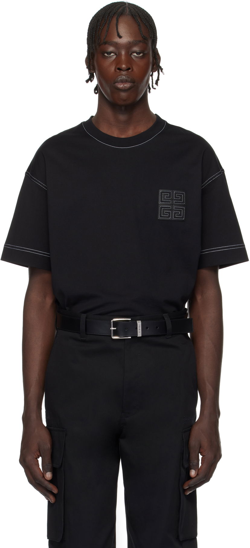 Majica kratkih rukava Givenchy 4G Logo Embroidered T-Shirt Crna | BM71MG3YPQ004