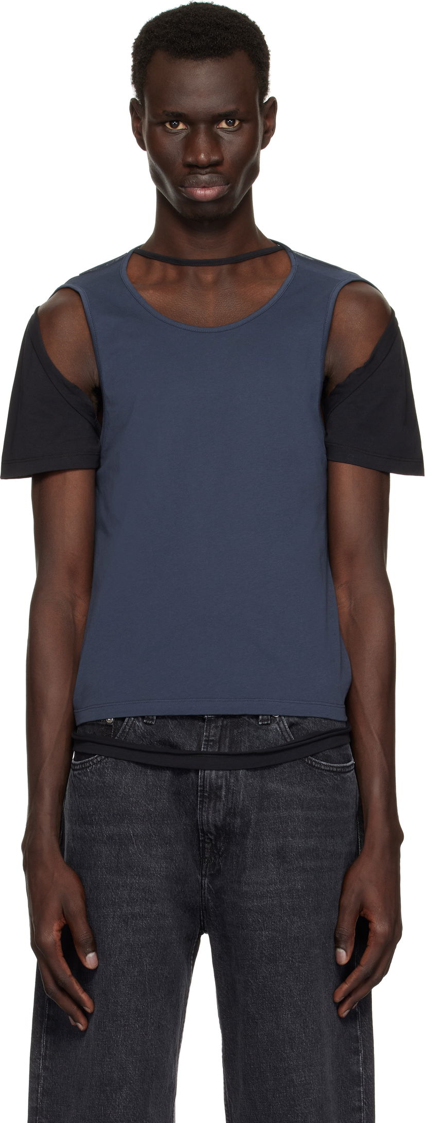 Majica bez rukava Eckhaus Latta Eckhaus Latta Navy Hugging T-Shirt Plava | 1203-EL-PS25-B - BLACKBERRY