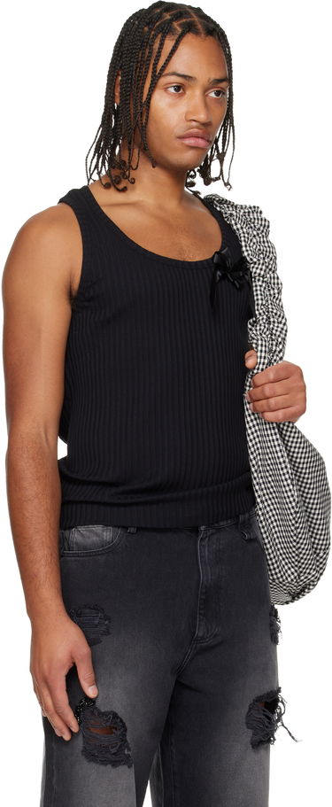 Majica bez rukava Simone Rocha Ribbed Ribbon Daisy Tank Top Bijela | 5377 1230, 4
