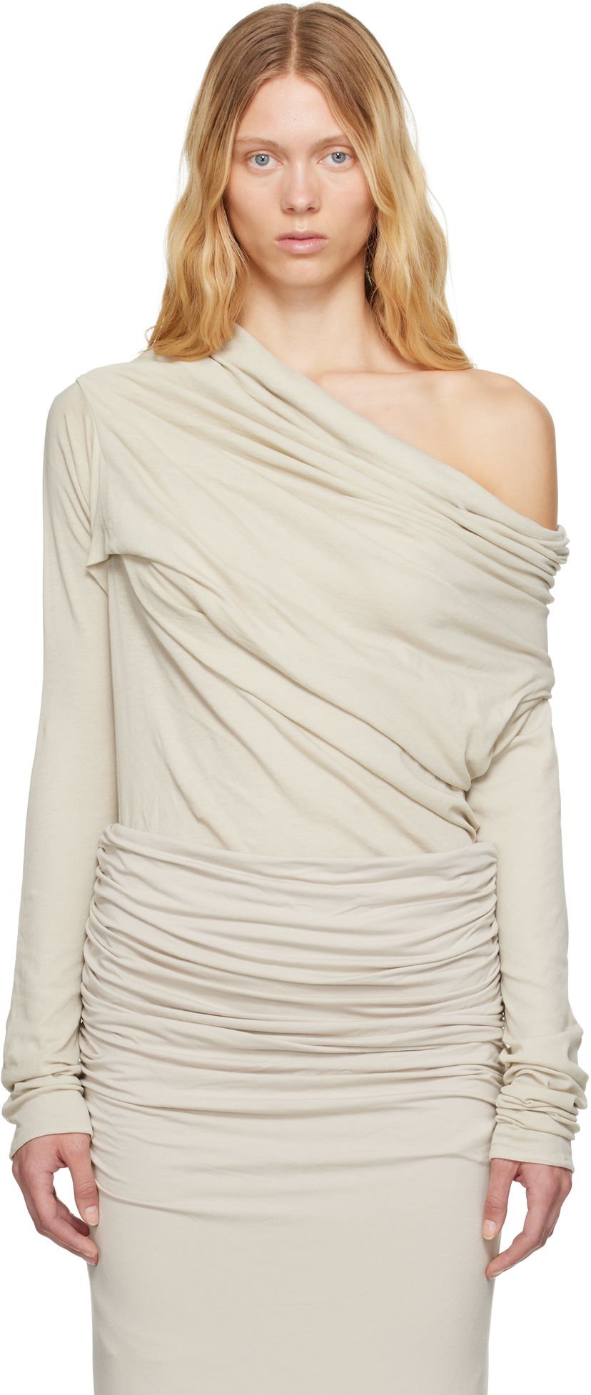 Haljina Entire Studios Entire Studios Draped One-Shoulder Top Bež | ESW-S25-8013-ST