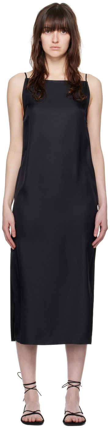 Haljina Loulou de Saison Loulou de Saison Sulum Midi Slip Dress Crna | SULUM