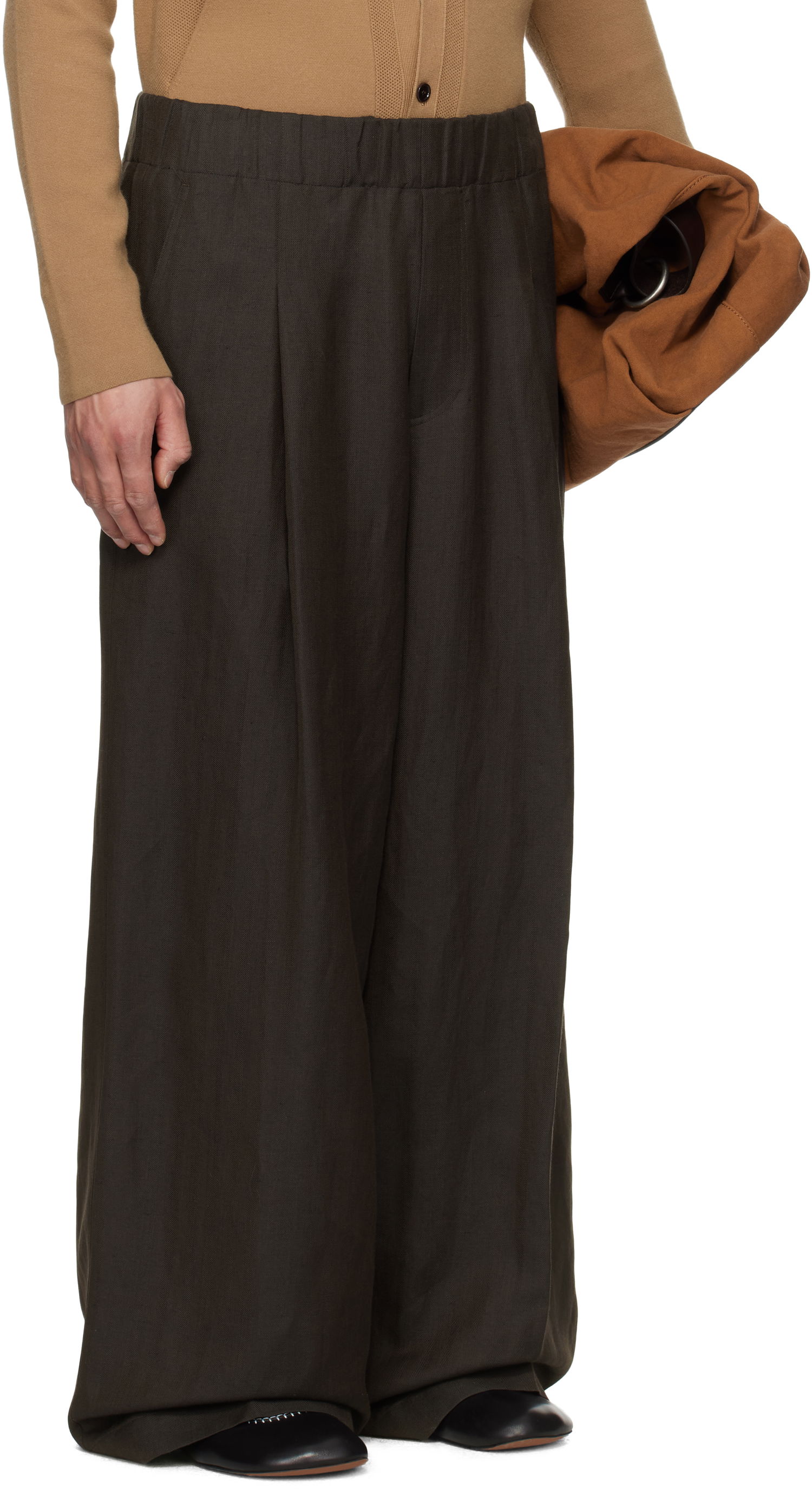 Hlače Dries Van Noten Dries Van Noten Drawstring Wide-Leg Trousers Smeđa | 251-020907-1304, 1
