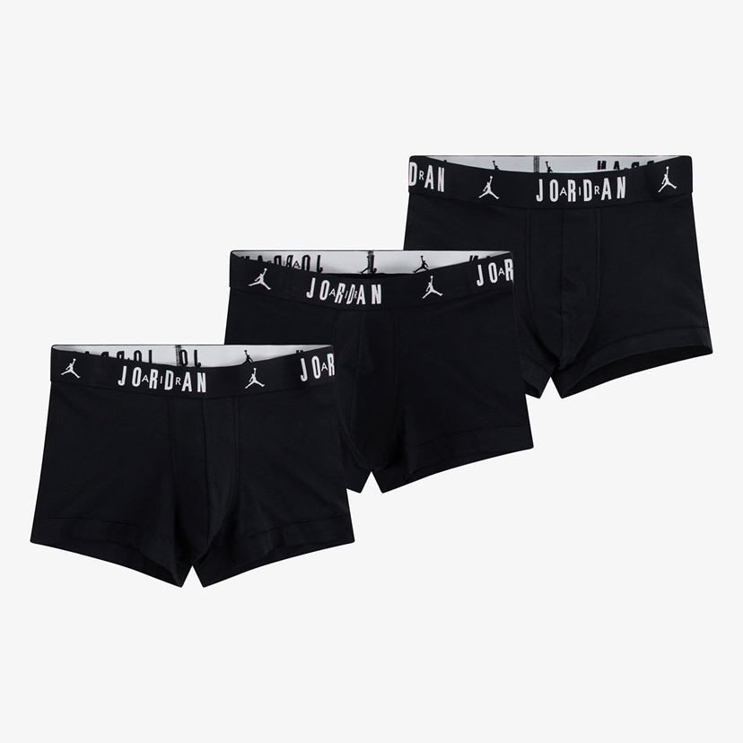 Donje rublje i čarape Jordan Jordan Mens Flight Cotton 3-Pack Trunk Black M Crna | JM0693-023