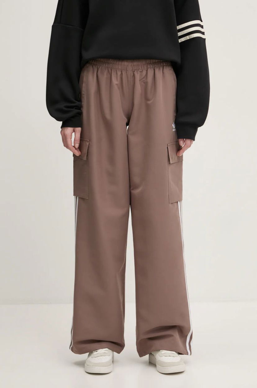 Trenirka adidas Originals adidas Originals Adicolor 3-Stripe Cargo Pants High Waist Smeđa | JC8138