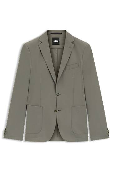 Jakna BOSS Dressletic slim-fit performance-stretch jersey blazer with notch lapels and two-button closure Siva | 50546071