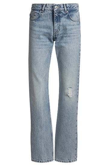 Jeans BOSS Straight-Fit Distressed Jeans Plava | 50537425