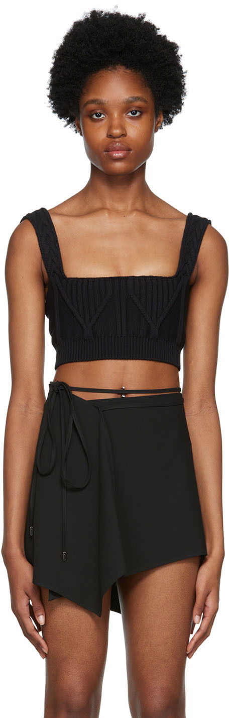 Džemper The Attico Attico Miles Knit Cropped Camisole Crna | 228WCT152 KC056