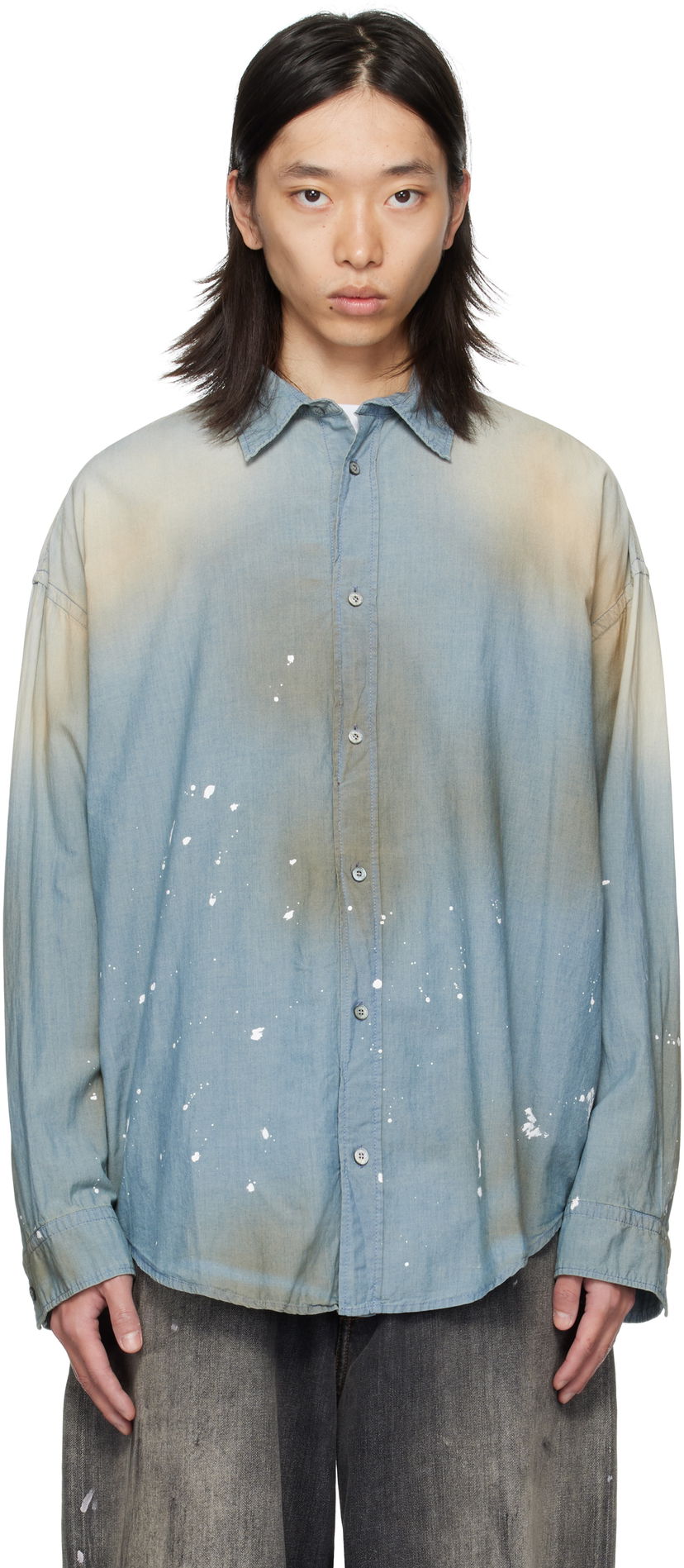 Košulja Acne Studios Acne Studios Paint Splatter Button-Up Shirt Plava | BB0633-