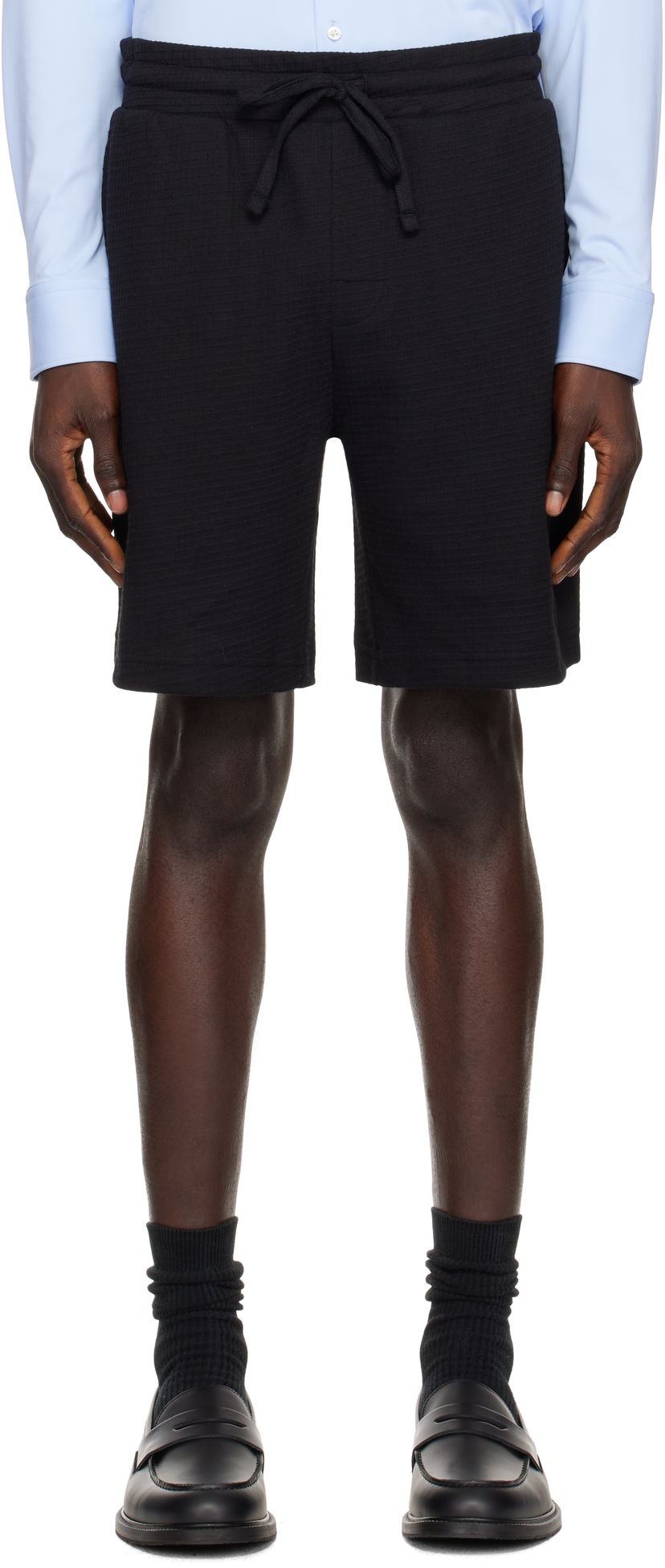 Kratke hlače BOSS Cotton-Blend Shorts Crna | 50532023