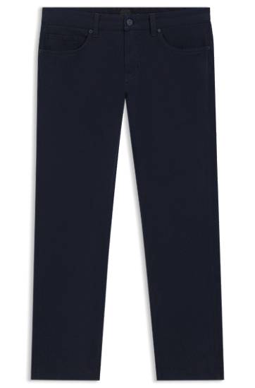 Hlače BOSS Delaware Slim-Fit Stretch-Cotton Twill Trousers Tamnoplava | 50543883