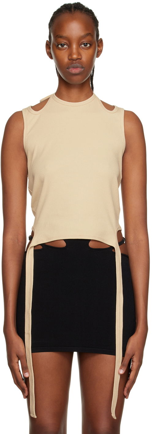 Majica bez rukava Dion Lee Halter Neck Tie Tank Top Bež | C3029R22