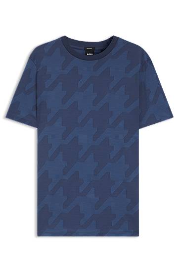 Majica kratkih rukava BOSS Houndstooth Jacquard T-Shirt Plava | 50518869