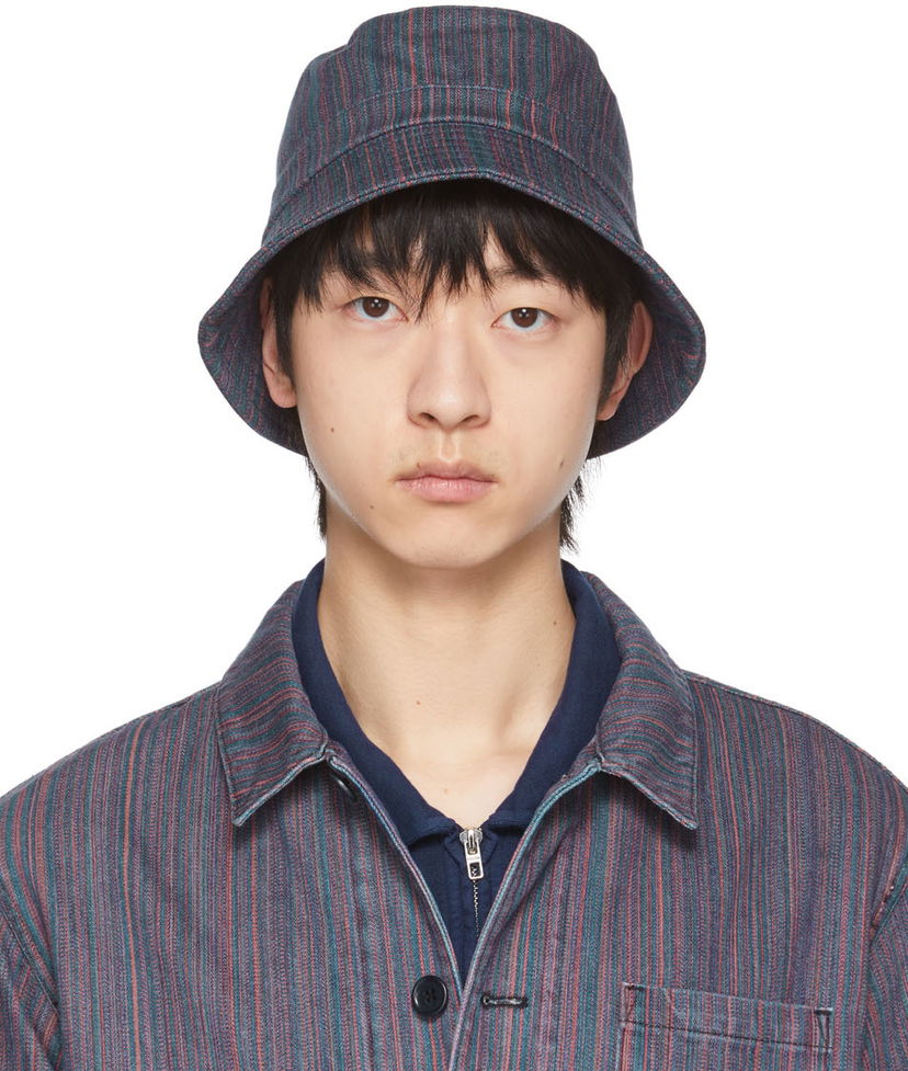 Šešir YMC YMC Upcycled Stripe Denim Bucket Hat Višebojno | PHSAF