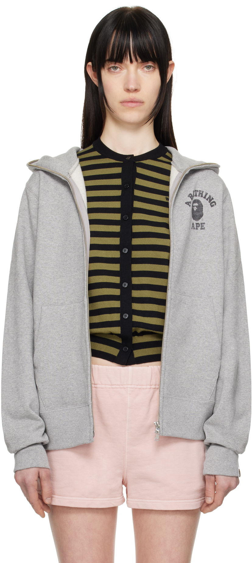 Dukserice BAPE A Bathing Ape Over Print Full Zip Hoodie Siva | 001ZPK801002M