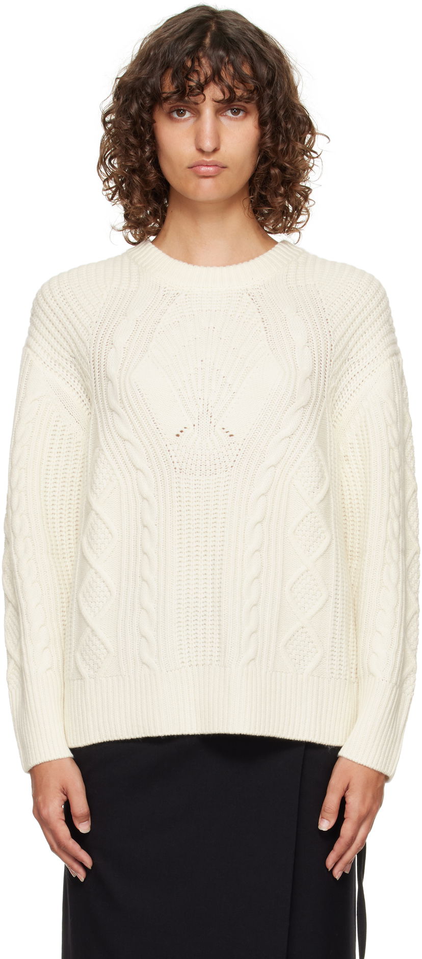 Džemper Loulou de Saison Loulou de Saison Silva Cable Knit Sweater Bijela | SILVA