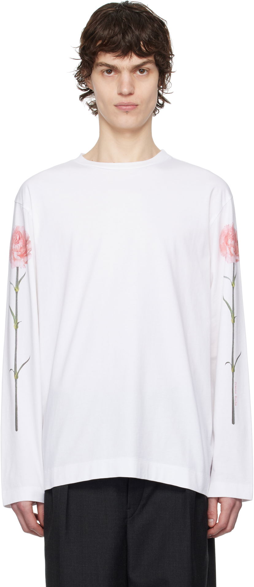 Majica kratkih rukava Simone Rocha Simone Rocha Carnation Print Long Sleeve T-Shirt Bijela | 5194P32P32A-M 0569
