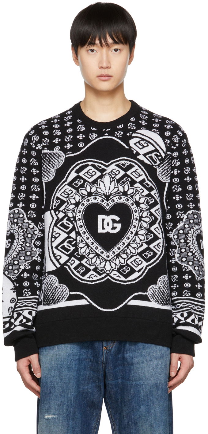 Džemper Dolce & Gabbana Black Graphic Sweater Crna | GXJ79TJAWJ4