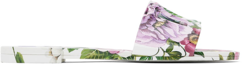 Haljina Dolce & Gabbana Dolce&Gabbana Floral Print Rubber Slides Bijela | CW2215 A6L05