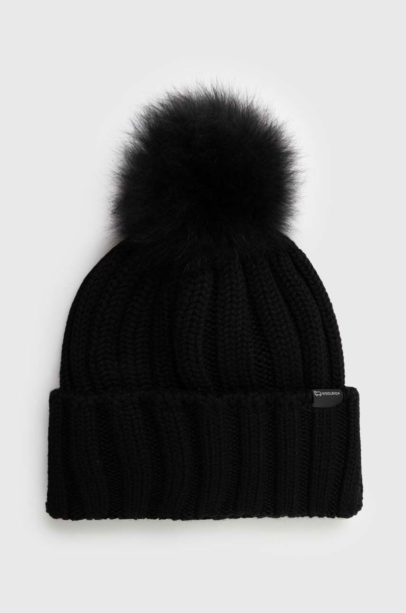 Kapica WOOLRICH Wool Beanie with Pom-Pom Crna | CFWWAC0163FRUF0428